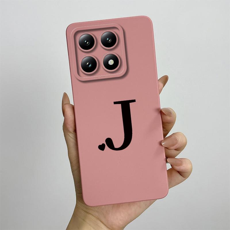 For Xiaomi 14T Pro Case Xiaomi 14T Pro Cover Mi 14T Pro Luxury Initial Letters Square Phone Case Matte Shockproof TPU Back Cover