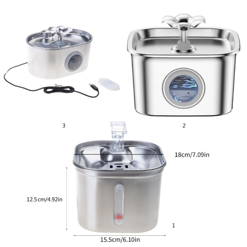 2.6L Cats Water Fountain Cats Drinking Dispenser Quiet Pet Water Dispenser Drinking Bowl for Pet Cats Dog Watering Supply