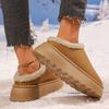 Women's Padded Lining Soft Thick Bottom Heightening Home Outdoor Thickened Warm Lightweight Comfortable One-step Cotton Shoes Snow Boots Slippers