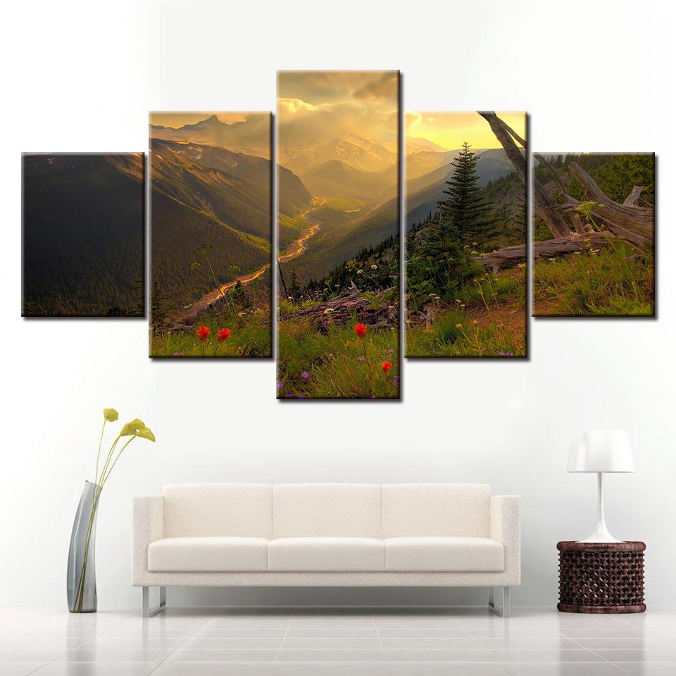 

5 pieces HD sunset and mountain landscape Nature wallpapers Wall Art Painting Poster Print for living room Home Decor 20x35 20x45 20x55cm