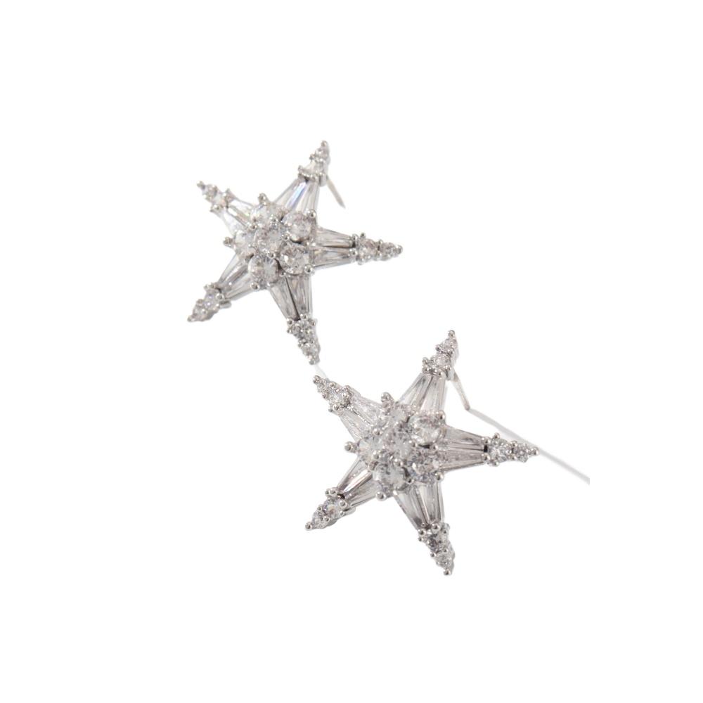 Sparkly Star Zirconia Stud Earrings for Women Fashion Earring Jewelry Wedding Party Accessories