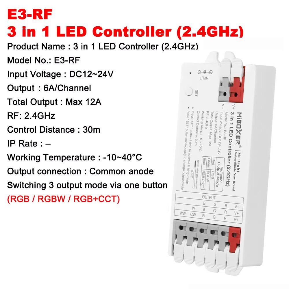 

Miboxer Tuya Zigbee Wifi 3 in 1 LED Controller 5050 COB RGB RGBW RGBCCT LED Strip Light Dimmer 2.4G RF Remote Control for Alexa