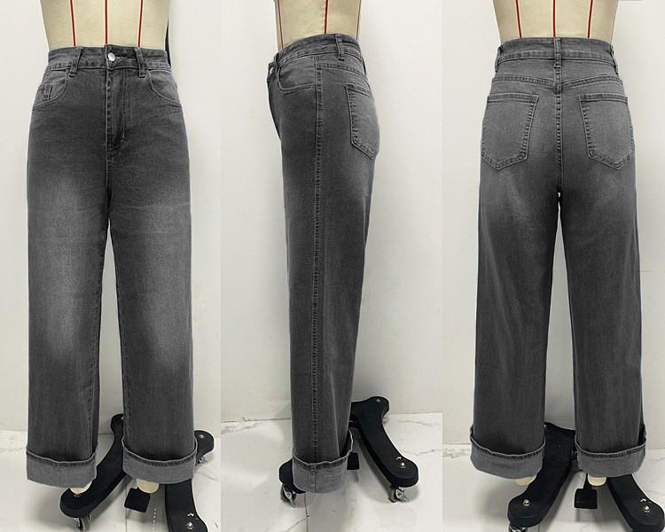 2025 Women's Retro High-Waist Straight-Leg Jeans with Elastic and Rolled Hem