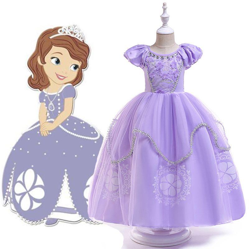 Sofia Princess Girls Dress Cartoon Costume Cosplay Party Fancy Dress Ideal Gift