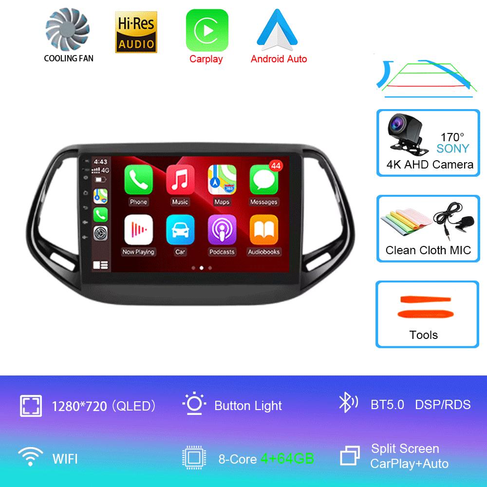 For Jeep Compass 2017 - 2019 360 Camera Head Unit Android 14 Video Player Car Radio Autoradio Multimedia GPS Navigation Monitor