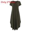 Polyester Vneck Pocket Split Long Dress For Casual Summer Wear