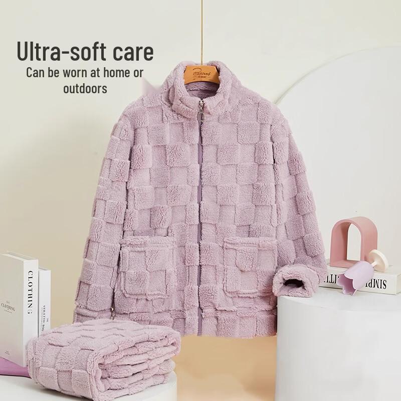 Langsha Women's Winter Coral Fleece Loungewear Set