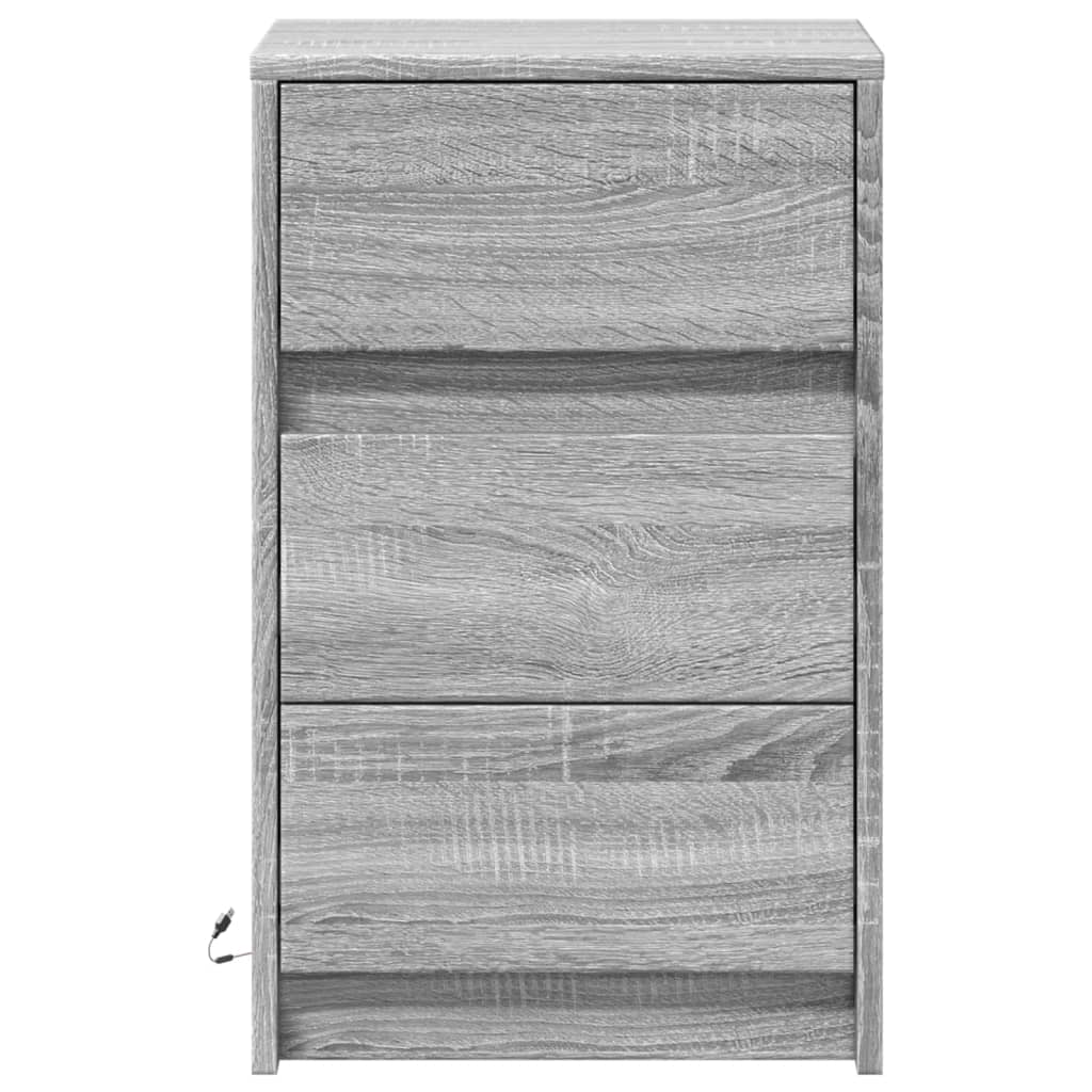 Nightstand with LED Lights Grey Sonoma Particleboard
