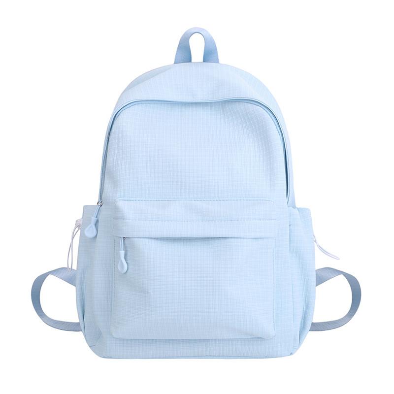 Color Simple Solid Student Backpack With Inner Compartments For Daily Commute