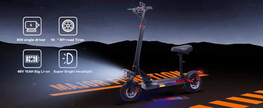 New Electric Scooter J-01 800W Motor 48V15AH Battery With Seat E-Scooter Adult 10" Tire City Commuter All-Terrain Fold Scooters