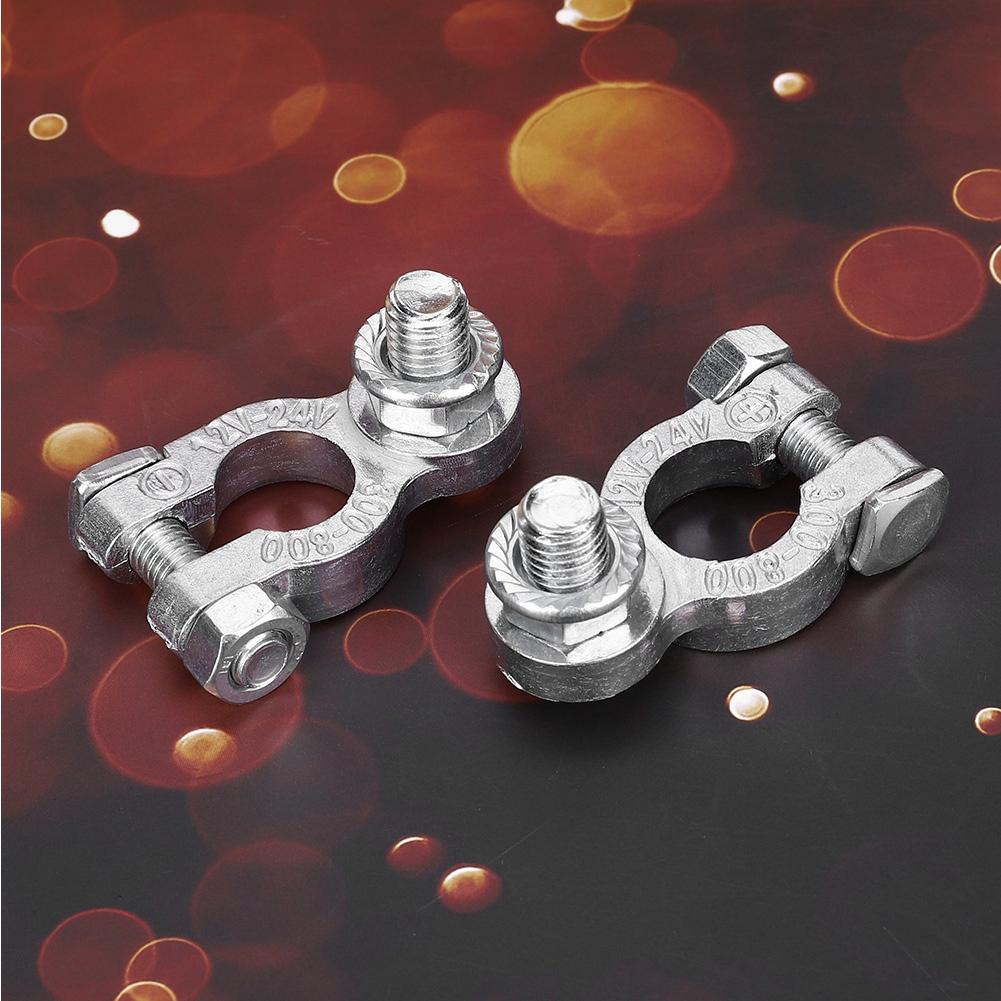 Pair of 1224V Universal Car Battery Terminals Stud Type 10mm0.4in Cable Positive Negative