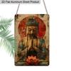 2D Flat, 1pc Vintage Spiritual Aluminium Wall Art Sign "Serene Buddha with Lotus"- 8"x12" Aluminium Rustic Home Decor, Meditation Room & Yoga Studio
