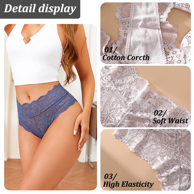 5Pcs/Set Sexy Floral Lace Panties Women Briefs Low Waist Soft Lingerie Comfortable Female Underwears Girls Intimates Panties