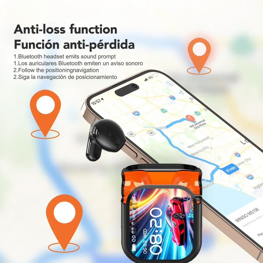 Bluetooth V6.0 Earphones AI Translator Earbuds OWS LCD Touch Screen Sport Wireless Headphones HD Stereo Sound Longlife