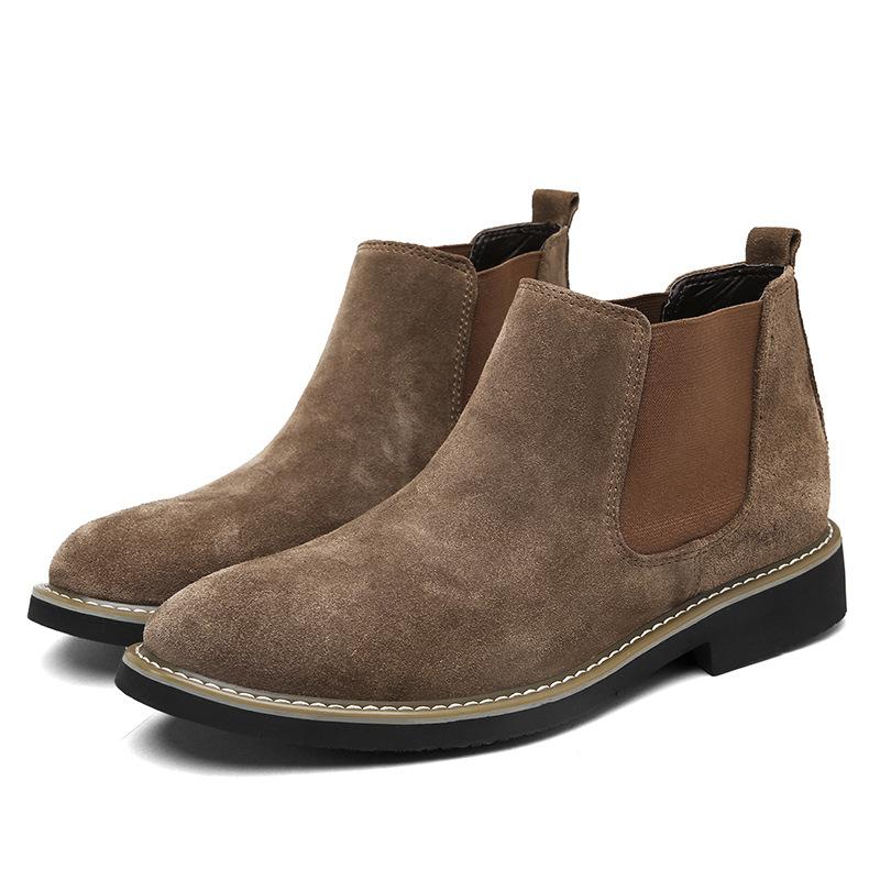 Chelsea boots autumn and winter men's new trendy men's fashion warm and plush Korean version boots suede casual leather boots