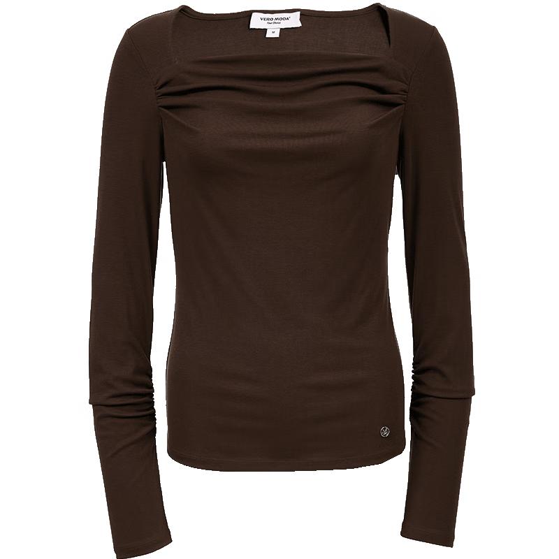 VEROMODA Lyocell Blend Pleated Square Neck T-Shirt M