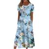 Women's Casual Dresses Printed Dresses Summer Dresses Printed Pleated Round Neck Midi Dresses Basic Classic Outdoor Daily Short Sleeve Loose Dresses