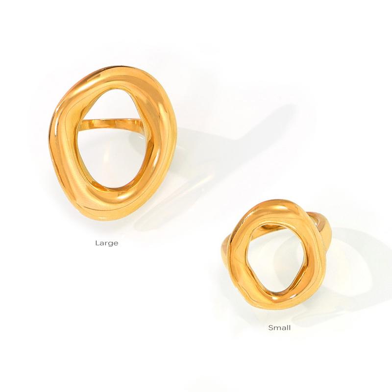 Minimalist Large Rings For Women Stainless Steel Gold Plated Waterproof Hip-hop Women's Finger Ring Aesthetic Jewelry