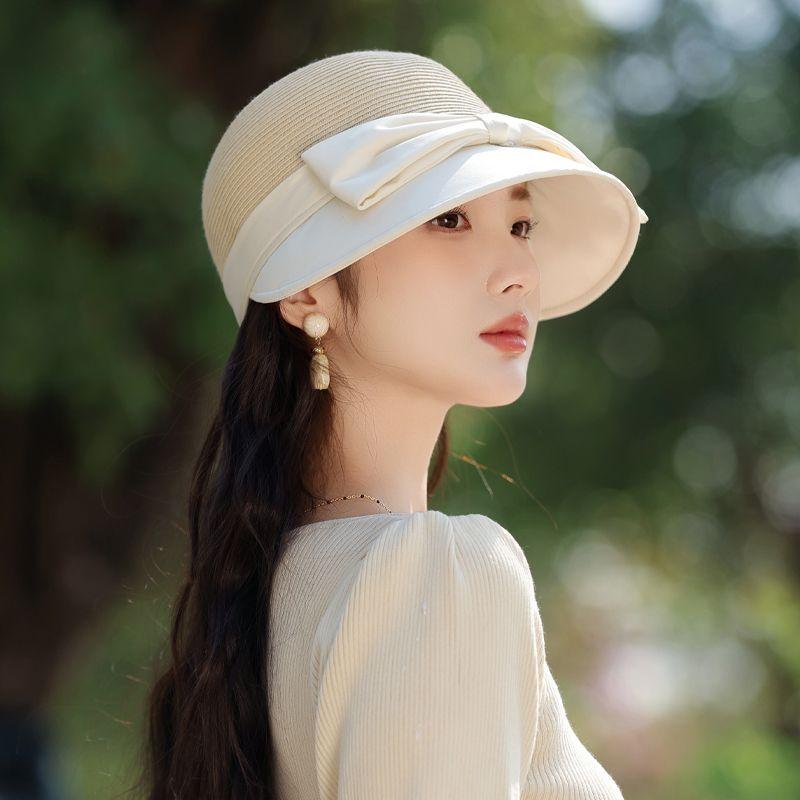 Neuer Hut Damen Sommer Outdoor Atmungsaktiv Schleife Strohhut Sonnenschutz Sonnenhut Lässiger Sonnenhut