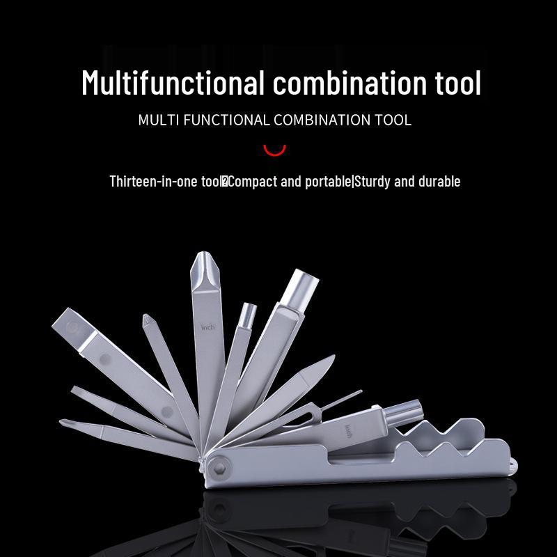 Portable 13-in-1 Multifunctional Stainless Steel Folding Screwdriver Tool for Outdoor Use
