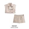 2025 Spring Women's European & American Style Buttoned Culottes and Short Vest Top Set