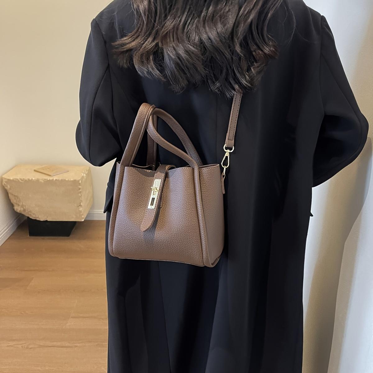 

Женская винтажная сумка-ведро, однотонная сумка через плечо через плечо, модная универсальная пригородная сумка (7,48 дюйма х 5,71 дюйма х 8,66 дюйма)