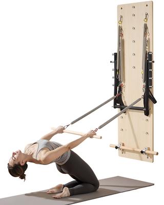 VEVOR Wall Mounted Pilates Reformer Machine, Maple Wood Pilates Springboard, Exercise Equipment with Resistance Springs, Yoga Fitness Trainer