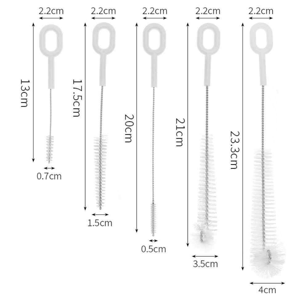 5Pcs/Set Nylon Cup Cleaning Brush Stainless Steel Straw Tube Pipe Cleaner Baby Bottle
