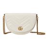 Borsa a Sella GG Marmont Trapuntata a Chevron, Pelle Bianca con Doppia G Dorata Vintage, Borsa a Tracolla da Donna per Uso Quotidiano 746431-DTDHT-9022