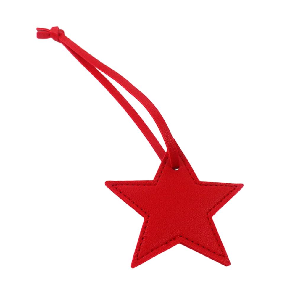 Five Pointed Star Leather Pendant Keychain Stylish Key Rings Five-pointed Star Luggage Tag Purse Decoration for Ladies