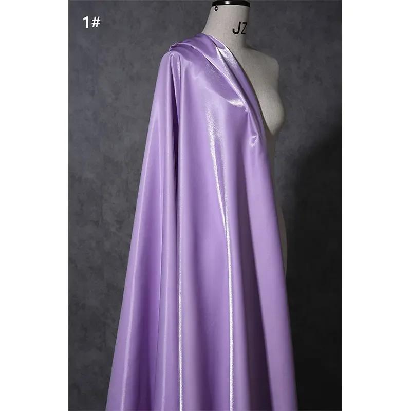 150Cm Wide Luxury Glossy Metallic Liquid Satin Fabric Galaxy Shiny Cloth Crafts for Fashion Designer Show Dress Comfort Material