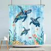 Lustige Meerestiere Kinder Duschvorhang Cartoon Aquarell Kunst Malerei Stil Polyester Stoff Duschvorhang Badezimmer Dekorati