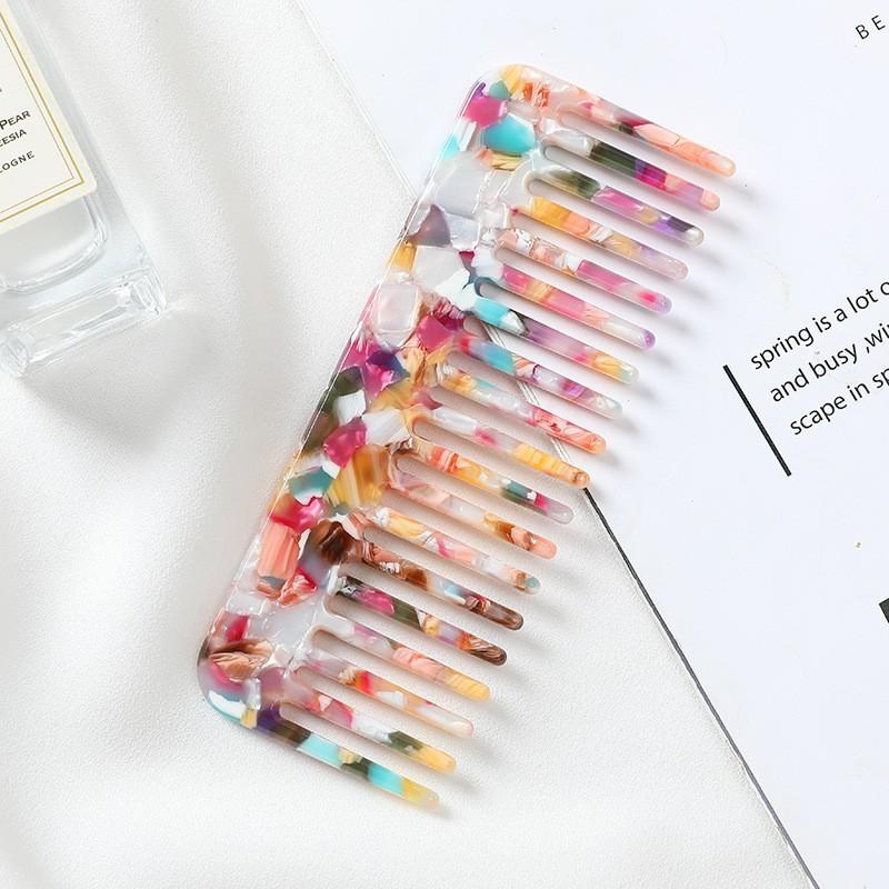 Wide Teeth Acetate Hair Combs Anti-static Hair Comb Portable Makeup Comb Colorful Hairdress Salon Styling Traveling Accessories