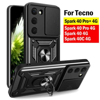 Magnetische Ständerhülle für Tecno Spark 40 Pro Plus 40C 4G Hülle Schiebe-Linsenschutz Kunststoffhüllen für Tecno Spark 40 Pro 4G Capa