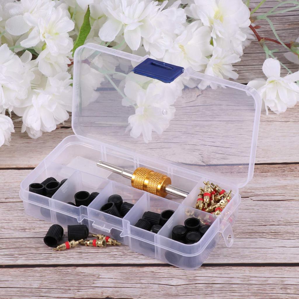 VORCOOL Tire Valve Core, Air Valve, Insect Turner, Tire Repair Tool, 61-Piece Set, Valve, Motorcycle, Bicycle, Tire Tool, Repair