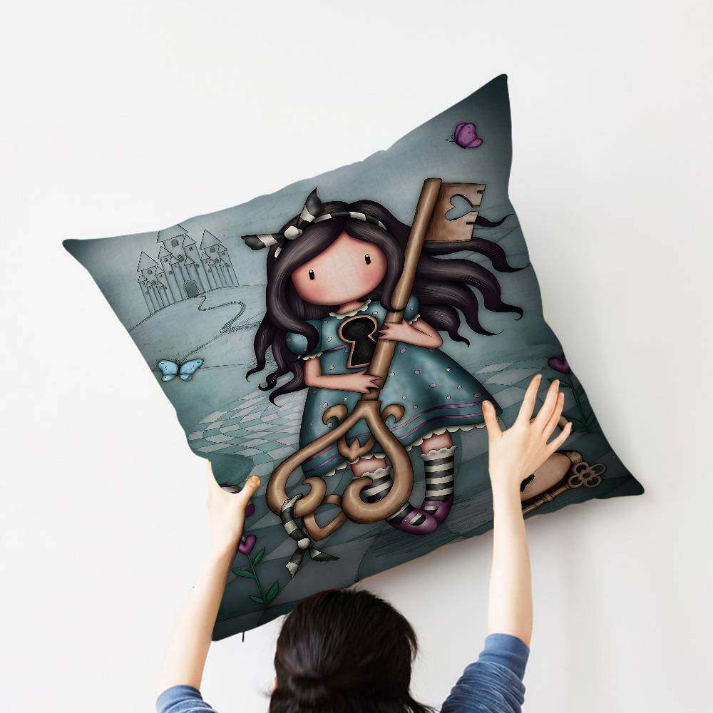 Cute Girls SSantoro Gorjuss Cushion Cover Car Throw Pillow Case For Sofa Car Christmas Gift 40x40cm 45x45cm