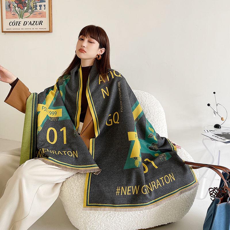 65 * 190 cm Autunno e Inverno Nuovo Sciarpa Versatile Semplice Tinta Unita con Frange Imitazione Cashmere Double-Sided Sciarpa Calda Shawl d'Atmosfera