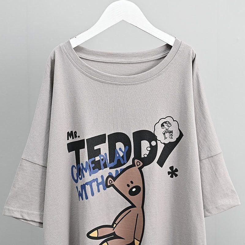 T-shirt Women Versatile Summer Casual Large Size Loose Round Neck Pullover Short-sleeved Tops