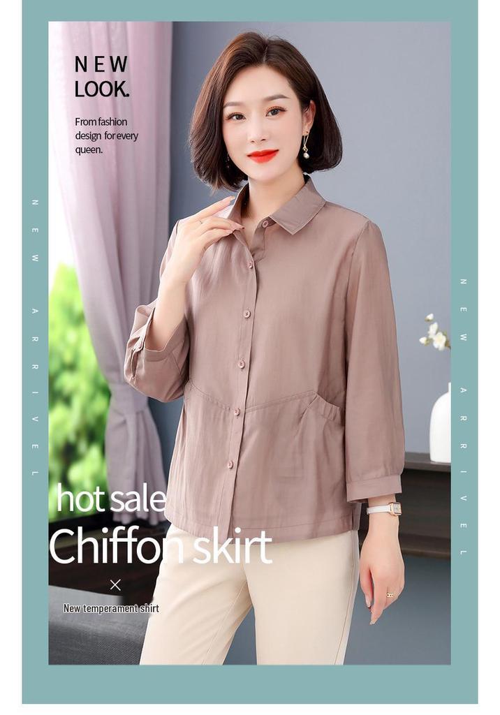Tencel Spring Elegant Casual Lapel Shirt Jacket - Stylish, Versatile, Loose Fit for Women