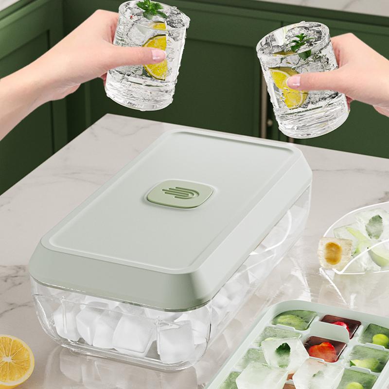 Forma na 18/32 kostek ledu s víkem, lopatkou a úložným boxem, vyjmutí jedním kliknutím, výrobník ledu, DIY, koktejlové nástroje na whisky