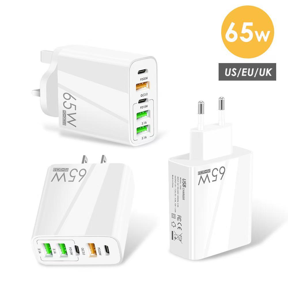65W Multi-Port Fast Charger, USB & Type-C, 5 Ports, US Standard