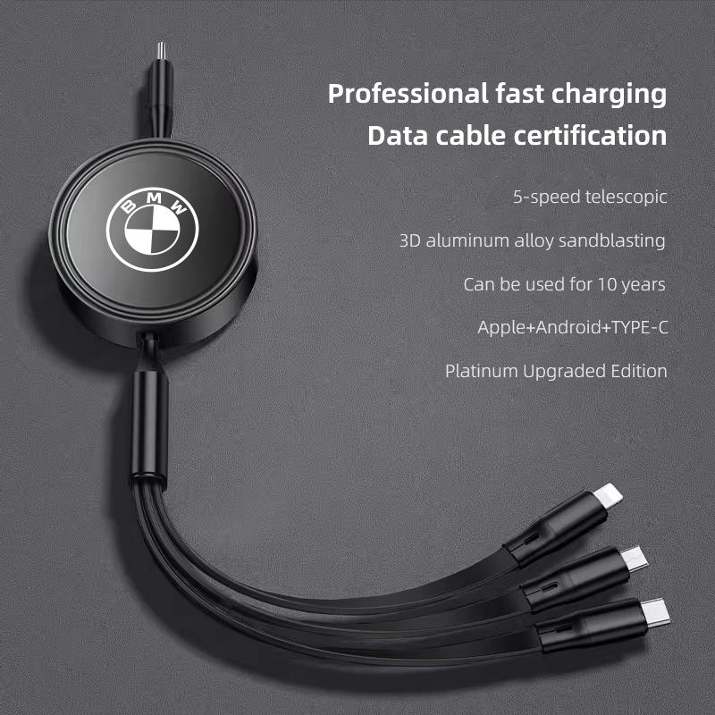 XMVPW1 For BMW Hot 2025 Car 3 In 1 Fast Scalable Charger USB Type-C Ports Data Cable For BMW X1 X2 X3 X5 X4 X6 X7 E46 E90 G30 G20 G32 G