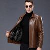 Men's Genuine Leather Sheepskin Jacket for Middle-Aged/Elderly - Spring/Autumn Wear