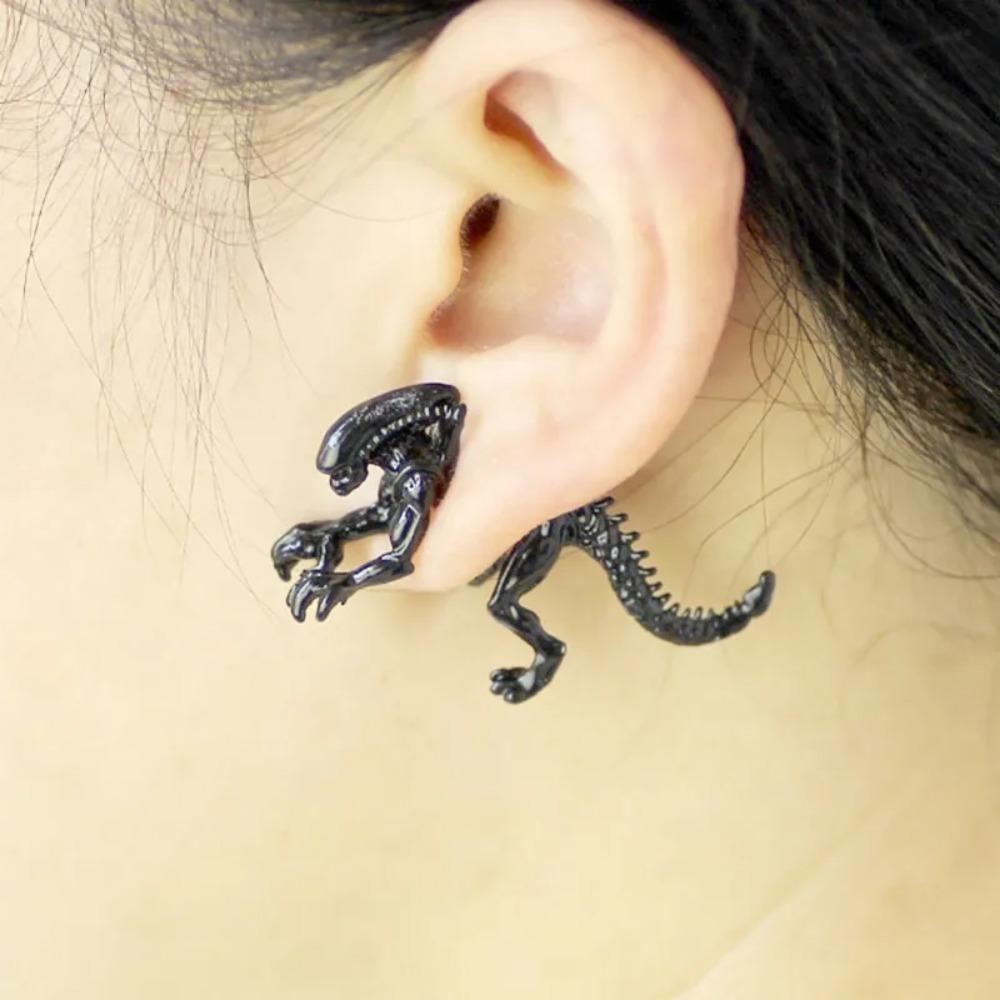 New Simple Trend Dinosaur Earrings Halloween Fashion Women's Men's Scary Monster Alien Earrings Punk Street Niche PartyJewellery