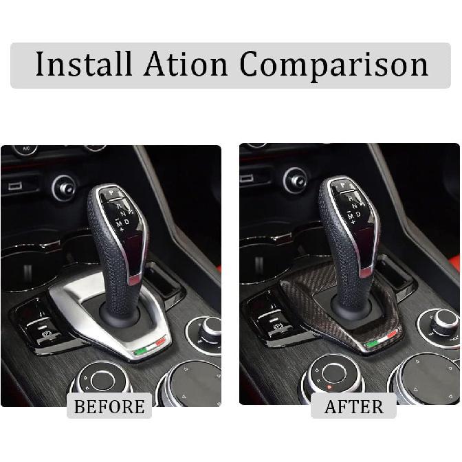 TOYCIDFG Car Gear Shift Knob Panel Cover Trim Frame for Alfa Romeo Stelvio 2020-2023 ABS Carbon Fiber Pattern Car Accessories