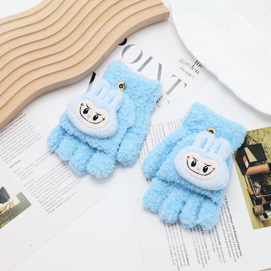 Kids' Winter Fingerless Flip-Top Writing Gloves – Warm Half-Finger Gloves for Boys & Girls