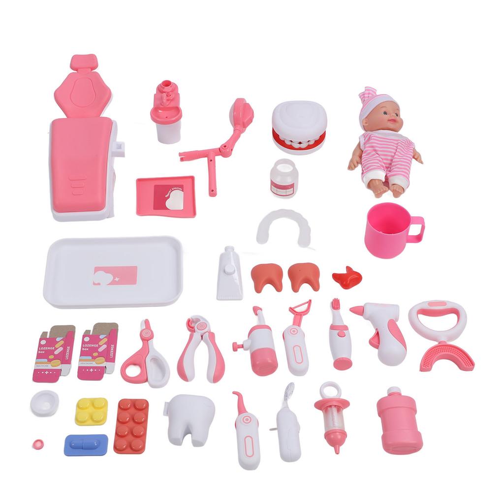 Dentist Toys Set for Toddlers with Music Light Realistic Teeth Accessories Pretend Medical Kit Toys