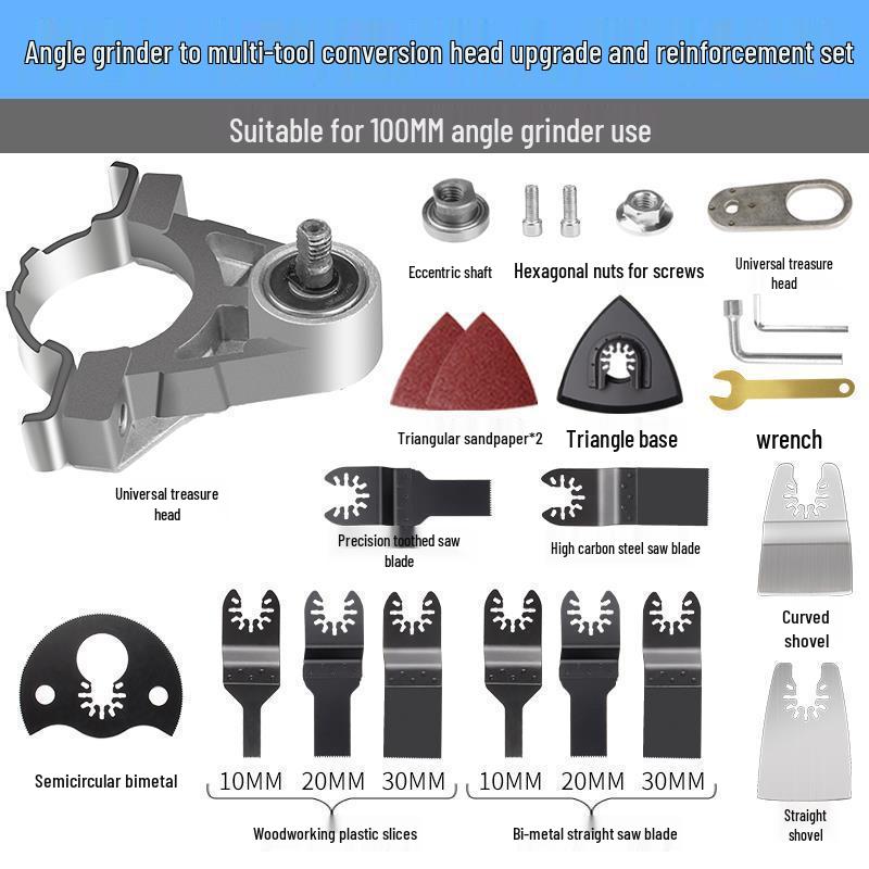 Multifunctional Electric Edge Trimmer & Angle Grinder Adapter: Converts to Cutting Machine, Electric Shovel, and Woodworking Tool Set.