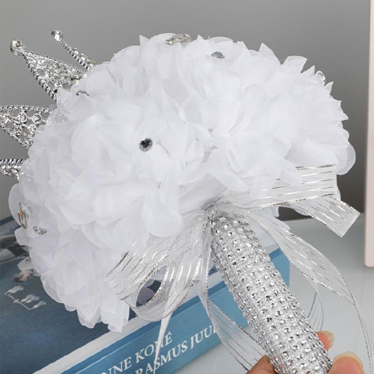 Diamond Crown Decorative Handheld Flower Rhinestones Wedding Bouquet with Ribbon