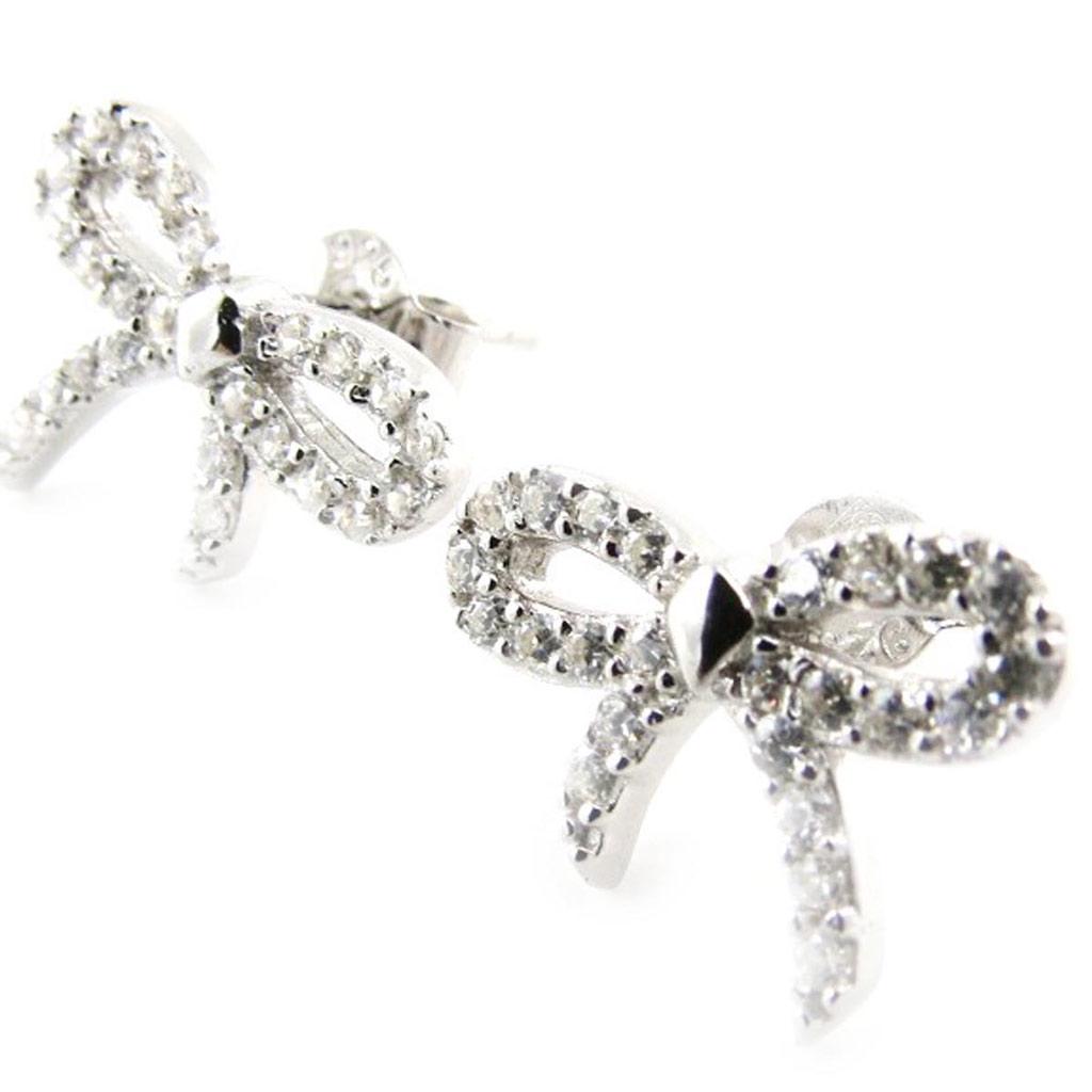Les Trésors De Lily [J2089] - Boucles Argent 'Noeud Romantique' blanc